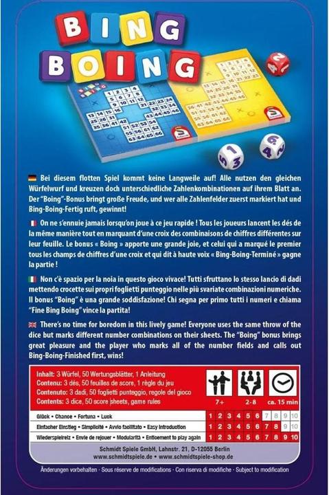 Actual product image Schmidt Spiele Bing Boing Metal Tin (German, Italian, English, French)