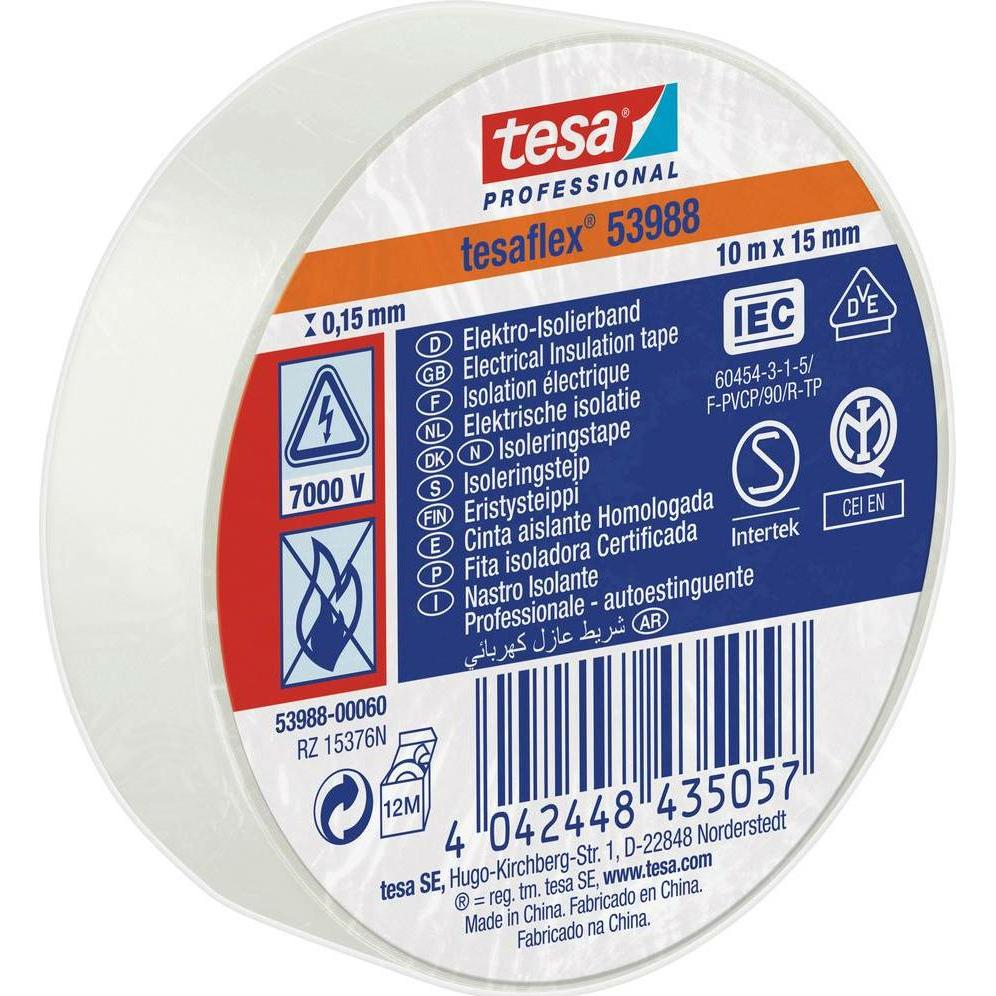 tesa, Klebeband, 53988-00060-00 Isolierband  Professional Weiss (L x B) 10 m x 15 mm 1 (15 mm)
