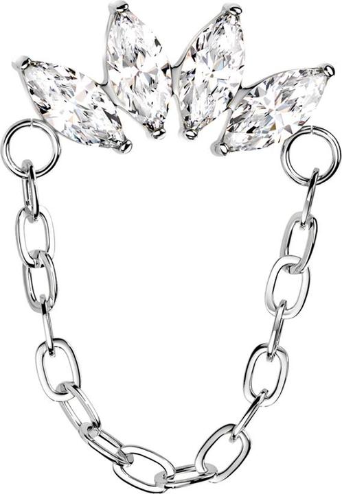 Immagine prodotto Star Piercing Threadless Fächer silber vier Kristalle silber Anhänger Kette (senza ottone, Titanio)