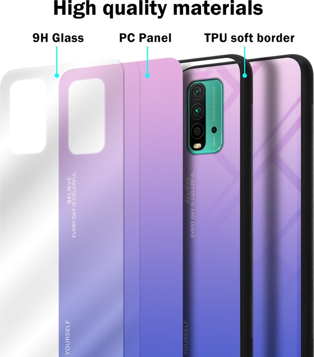 Productafbeelding Cadorabo TPU 2 Kleuren Glazen Hoesje (Xiaomi Redmi 9T, Xiaomi Poco M3)