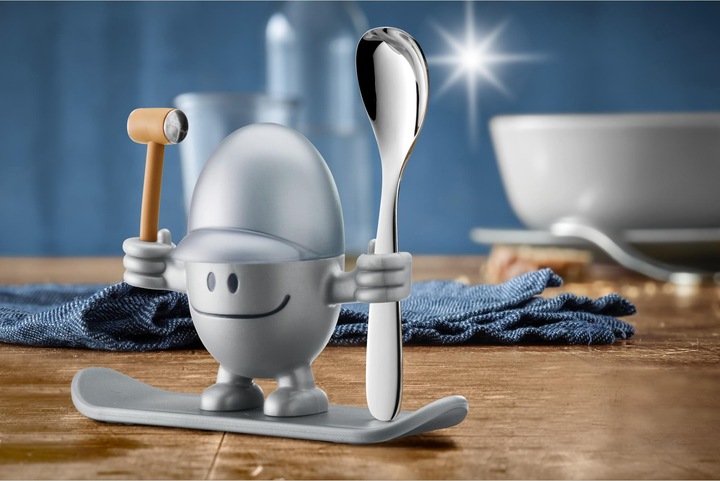 Produktbild WMF Eierbecher mit Löffel lustiger Eierbecher Kinder Kunststoff McEgg silber (1 x)
