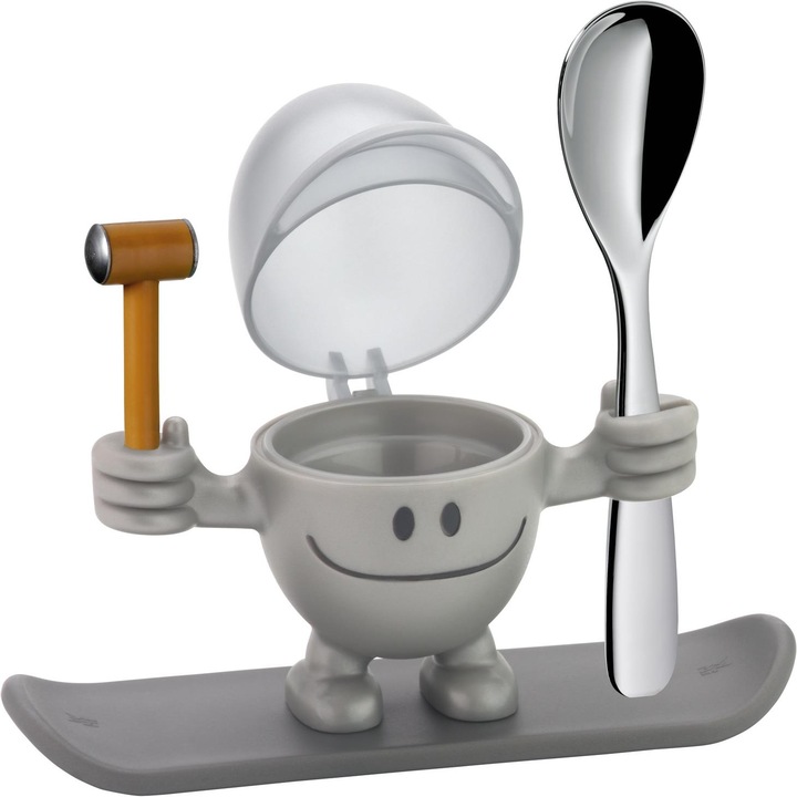Produktbild WMF Eierbecher mit Löffel lustiger Eierbecher Kinder Kunststoff McEgg silber (1 x)