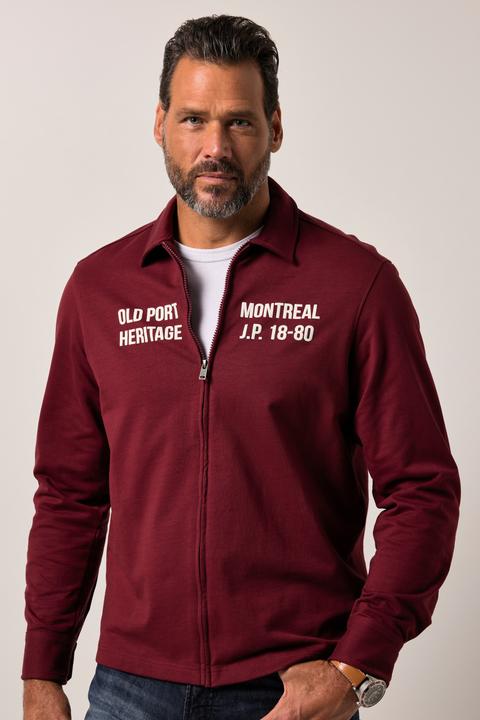 Produktbild JP1880 Sweathemd, Langarm, Boxy Fit, Kentkragen, Zipper, Brustprints (4XL)