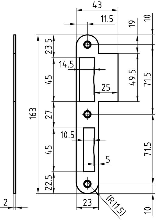 Image du produit Glutz Gâches à languette B-1102 (Plaque de frappe)