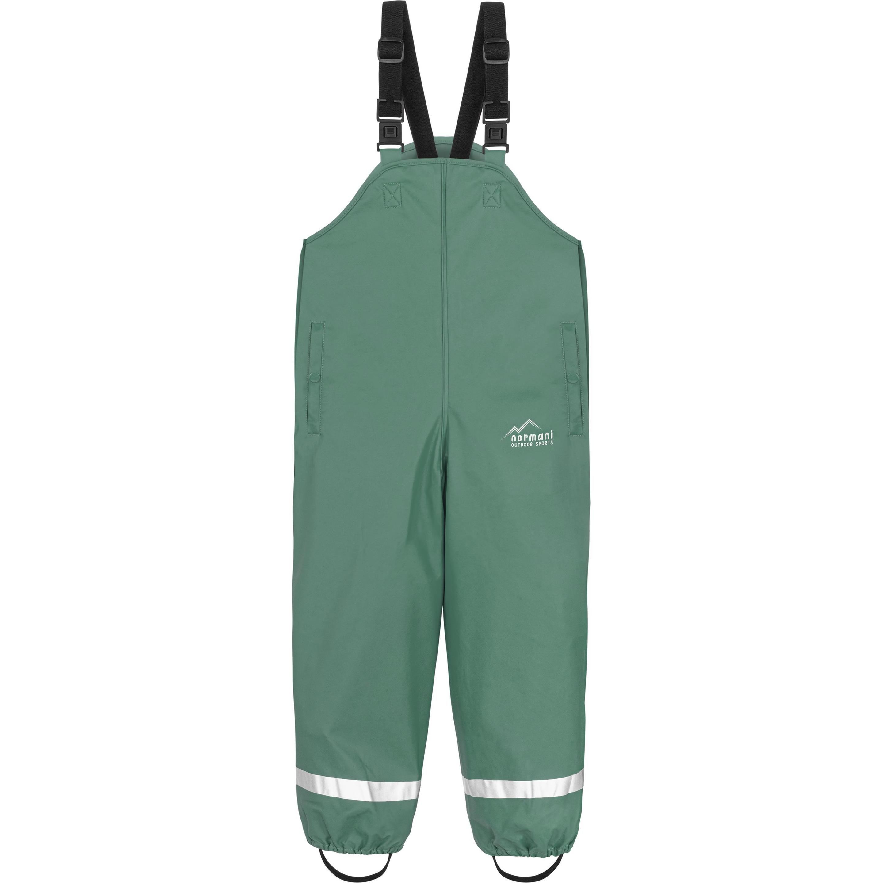 Normani, Herren, Outdoorhose, Kinder Regenhose mit Hosenträgern „Skjolden“ - 9251 (128), Grün, 128