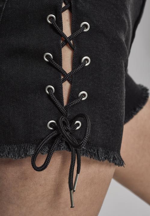 Produktbild Urban Classics Ladies Highwaist Denim Lace Up Shorts (26)