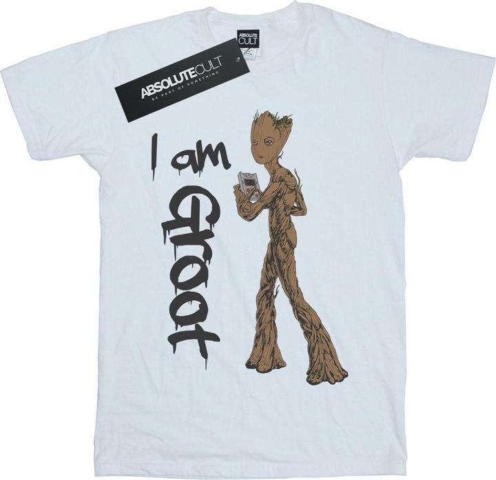 Actual product image Womens/Ladies Avengers Infinity War Graffiti Groot Cotton Boyfriend T-Shirt (L)