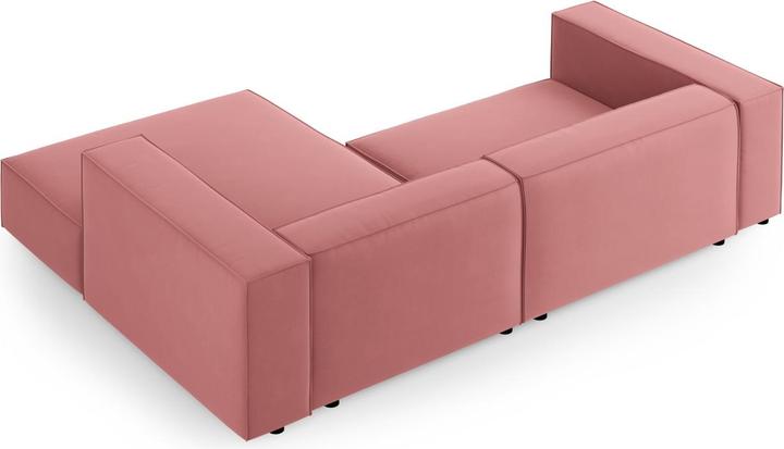 Actual product image Cosmopolitan Design Velvet Right Corner Sofa, "Arendal", 3 Seats, Flamingo, 224x166x70 Made in Europe (Corner sofa)