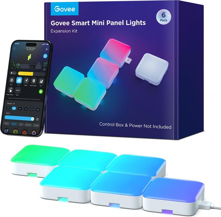 Govee Panelleuchte Smart Mini Erweiterung, 6er, RGBIC