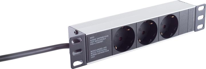 Actual product image Shiverpeaks S/CONN maximum connectivity 25.40cm (10"") power strip 3-fold, 1U, black (3x, CEE 7/3, 2 m)
