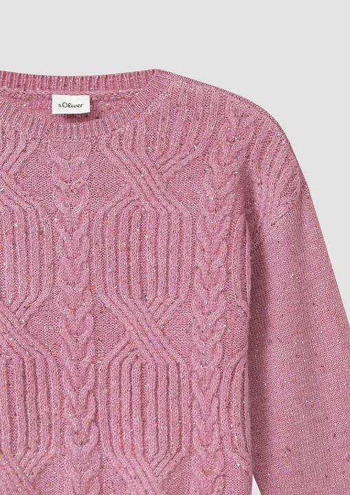 Produktbild s.Oliver Strickpullover Kurzer Strickpullover im Loose Fit mit Zopfmuster (146, 152)