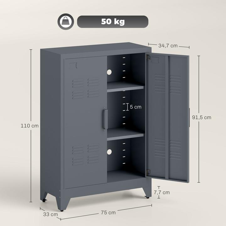Produktbild Homcom Aufbewahrungsschrank Metall Grau (33 x 75 x 110 cm)