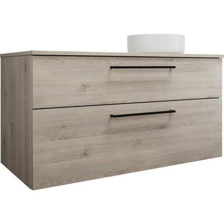 burgbad, Badmöbelset, Eqio Keramik-Aufsatzwaschtisch rechts, rund, inklusive Waschtischunterschrank, Breite 1200m