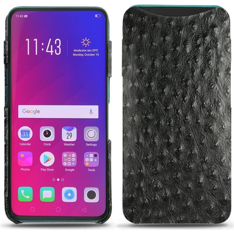 Noreve Lederschutzhülle (Oppo Find X), Smartphone Hülle, Schwarz