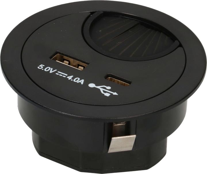 Actual product image Max Hauri Office Line cable feed-through with USB/A and USB/C charger