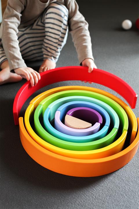 Actual product image small foot Wooden blocks rainbow XL