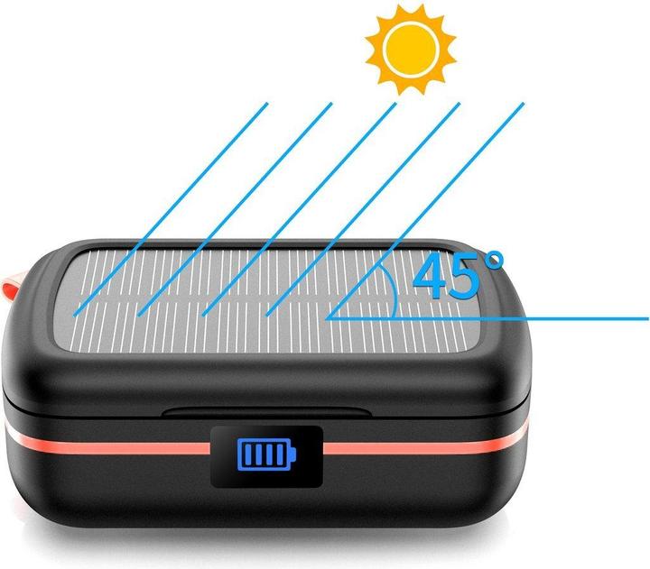 Actual product image Choetech TWS Bluetooth Headphones SOLAR incl. 2500mAh Powerbank -Black (8 h, Wireless)