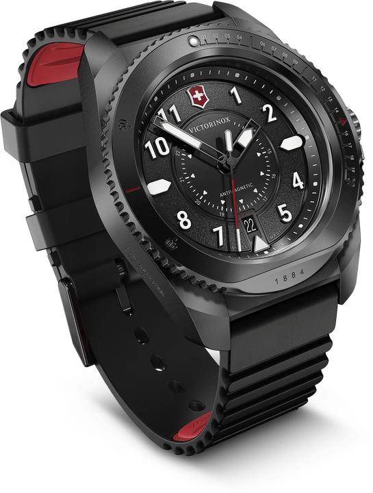 Image du produit Victorinox Journey 1884, Montres de plongée, Montres Homme, 43 cm, Cadran noir, Bracelet noir, caoutchouc (Montre de plongée, 43 mm)