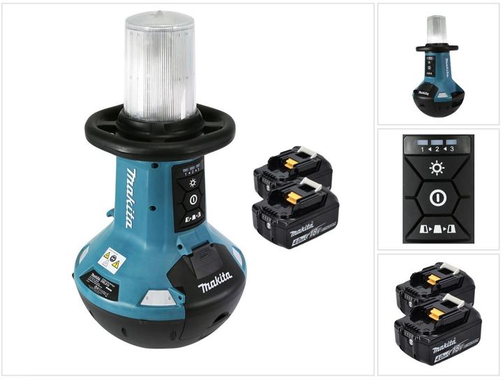 1x Makita DML 810 Akku LED Flächenlicht, 2x Makita BL 1840 B 18 V 4,0 Ah Akku, ohne Ladegerät