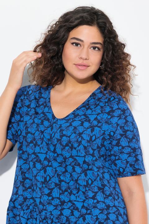 Produktbild Ulla Popken Jerseykleid, Volants, A-Linie, V-Ausschnitt, Halbarm (54)