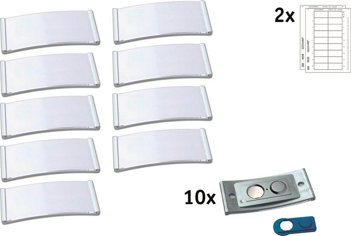 Actual product image Badgepoint POL30MA66-10DR Name badges, 65 x 30 mm, metal-coloured