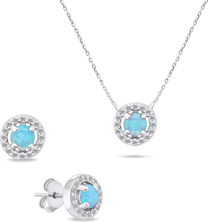 Immagine prodotto Brilio Charming Silver Opal Jewelry Set SET225WLB (Earrings, Necklace)