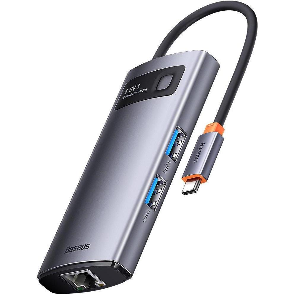 Baseus WKWG070113 (USB-C, 4 Ports), Dockingstation + USB Hub, Grau