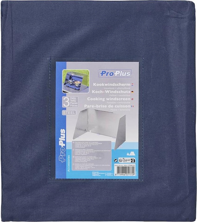 Image du produit ProPlus Pare-vent pour cuisinier 3 pièces acier pliable + extensible