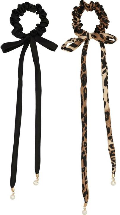 Image du produit Trisa Scrunchie Set mit Bänder Schwarz/Leo (Élastiques à cheveux)