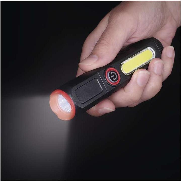 Actual product image Emos Wiederaufladbare LED-Taschenlampe aus Kunststoff P4720, 120 lm, 10 STCK., display box (12.30 cm, 120 lm)