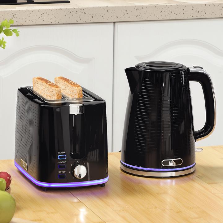 Produktbild Homcom Wasserkocher-Toaster-Set Stahl, Kunststoff Schwarz (1.70 l)