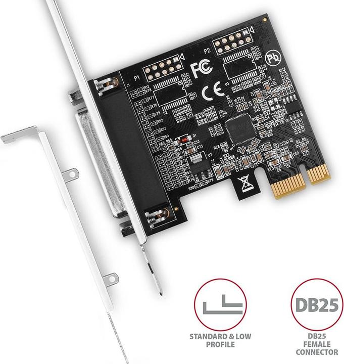 Actual product image Axagon PCEA-P1N PCIe adapter with 1x parallel ports - ASIX AX99100 chipset