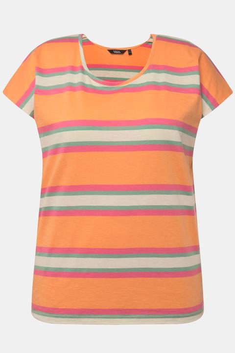 Actual product image Ulla Popken Mixed Stripe Cap Sleeve Tee (60)