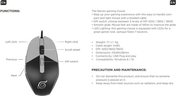 Immagine prodotto Konix Mouse da gioco Naruto Shippuden Naruto (Cablato)