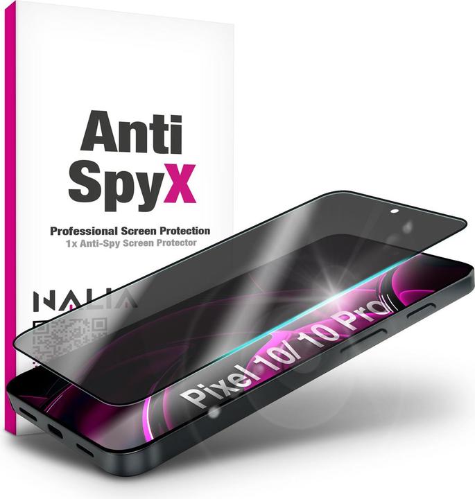 Produktbild Nalia Schutzglas "AntiSpyX" - Privacy Display Glas - Anti-Spy Screen Protector Tempered Glass (1 Stk., Google Pixel 10, Google Pixel 10 Pro)
