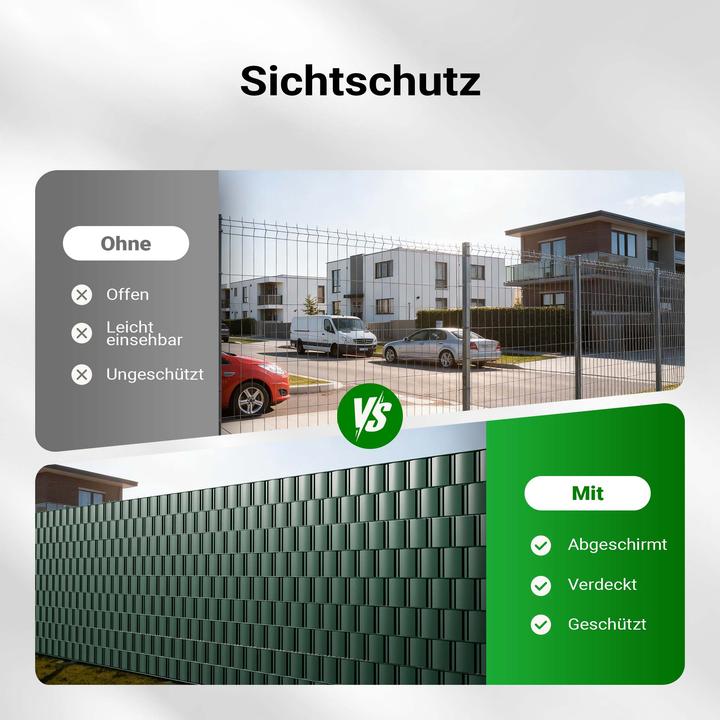Produktbild Wiltec Sichtschutz Streifen 35mx19cm PVC 650g/m² 20 Clips Zaunfolie Zaunschutz