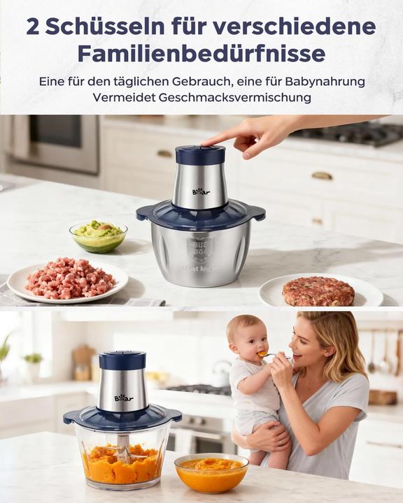 Actual product image Bear Rock Elektrischer Zerkleinerer & Fleischwolf (2000 ml, 600 W)