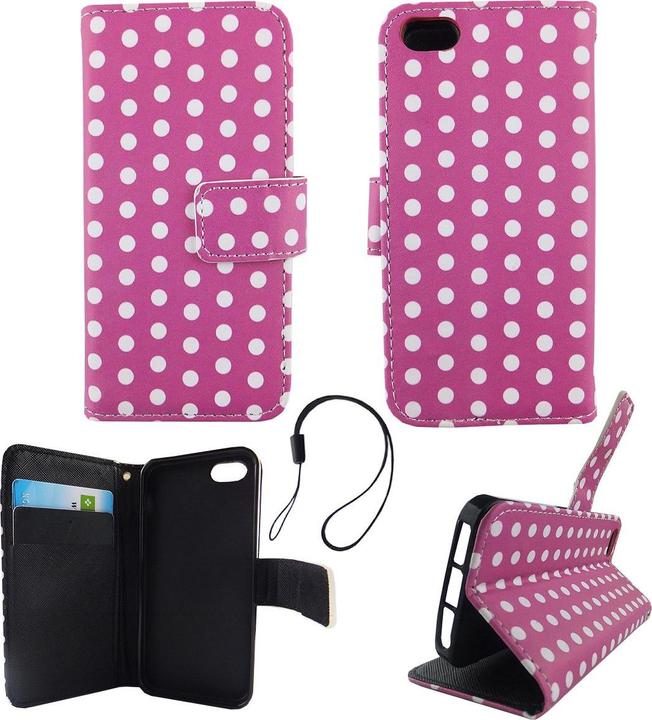 Actual product image König Design Protective Case for Apple iPhone 5 5s SE Polka Dot Purple Bag Cover Book Style (Apple iPhone 5)