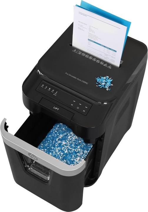 Image du produit HP Pro Shredder Auto 200MC Destructeur coupe croisée P-5, 2 x 12 mm, jusqu'à 200 feuilles, noir (Micro-coupe)