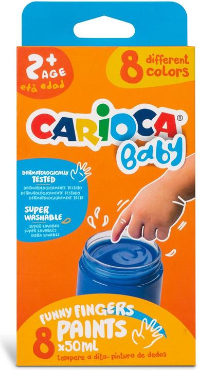 Image du produit Carioca Peinture à la détrempe pour peindre au doigt 8 couleurs (50 ml)