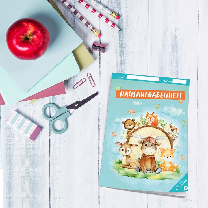 Actual product image Magni Trötsch Hausaufgabenheft Grundschule Waldfreunde: Schulplaner Hausaufgabenheft Timer Terminkalender (German, 2023)