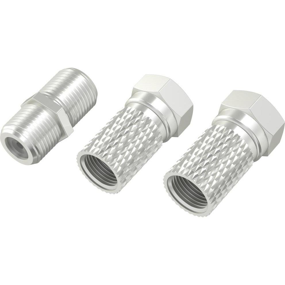 Hama SAT-Adapter-Set, 2x F-Stecker und Adapter F-Kupplung/F-Kupplung (Antennenkabel), Antennenkabel