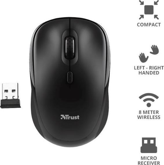 Productafbeelding Trust TM-200 Ambidextreuze RF draadloze optische 1600 DPI muis (Draadloze)