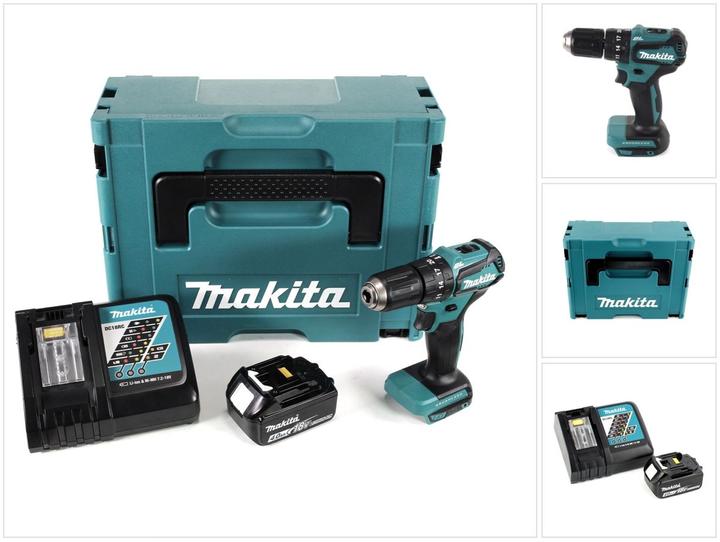 Actual product image Makita DHP 483 RM1J Battery impact drill 18V 40Nm in Makpac + 1x 4,0 Ah battery +charger (Rechargeable battery operated)