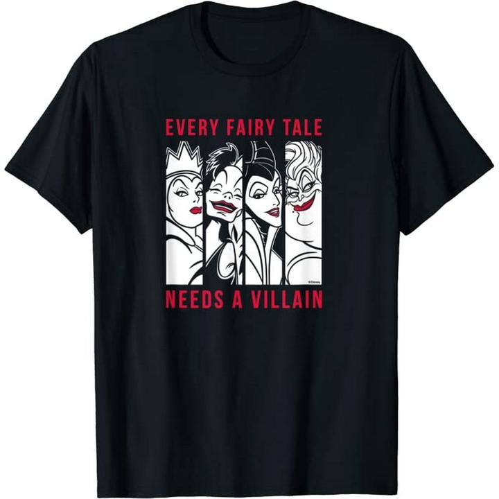 Actual product image Disney Mens Every Fairy Tale Needs A Villain Cotton T-Shirt (XL)