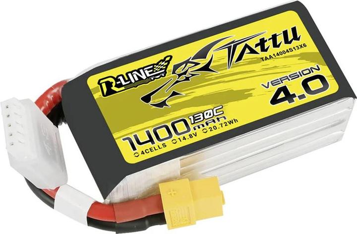 Immagine prodotto Tattu Batteria R-Line 4.0 1400mAh 14.8V 130C 4S1P XT60 (14.80 V, 1400 mAh)