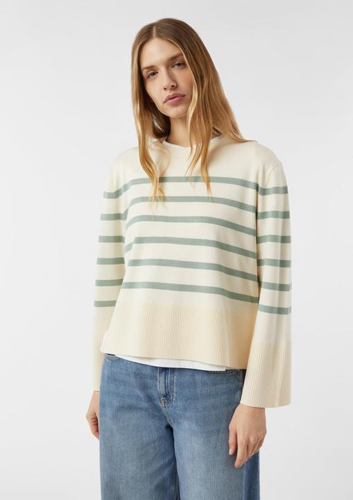 Produktbild Comma Strickpullover Moderner Strickpullover mit Kimono-Ärmeln und platzierten Streifen (40)