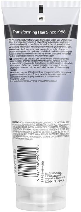Actual product image John Frieda Shimmering Silver Shampoo 250ml (Liquid shampoo, 250 ml)