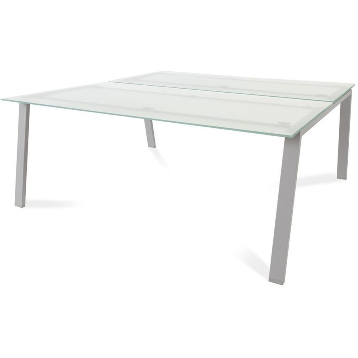 Rocada, Schreibtisch, Mehrfacharbeitstisch Blanca BxTxH 180x163x73cm Gestell grau Platte Glas satiniert