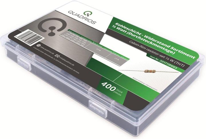 Produktbild Quadrios 201711P003 Kohleschicht-Widerstand Sortiment axial bedrahtet 0.5 W 5 % 400 St.
